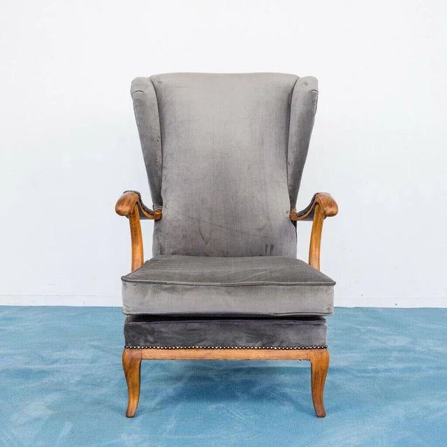 Walnut and Velvet Lounge Chairs by Paolo Buffa, 1950s, Set of 2 For Sale - Image 10 of 13