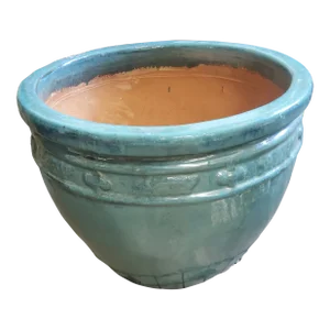 20th Century Handmade Glazed Terracotta Planter