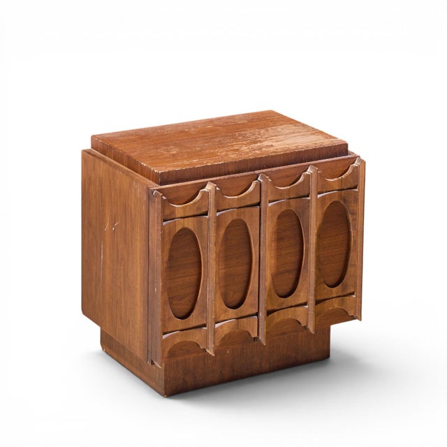 Tobago Brutalist Mid Century Walnut Nightstands - Pair For Sale - Image 10 of 11
