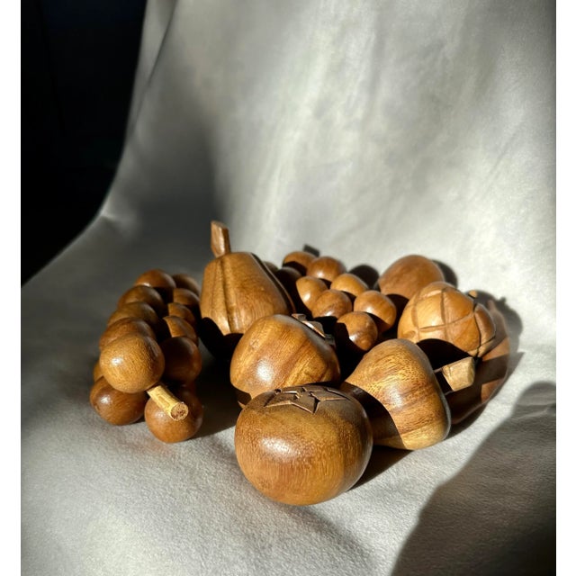 Mid Century Modern Wood Carved Fruit- Set of 9 For Sale - Image 6 of 11