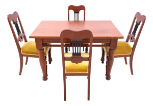 Antique Table and Chairs, 1890s, Set of 5