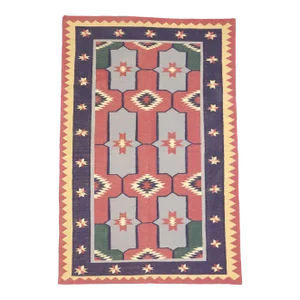 Vintage Romanian Geometric Kilim Rug - 03'11 X 05'11