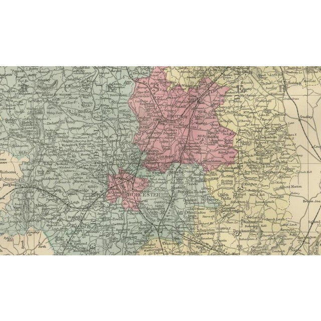 Paper Worcestershire & Gloucestershire County Map, 1885 For Sale - Image 7 of 9