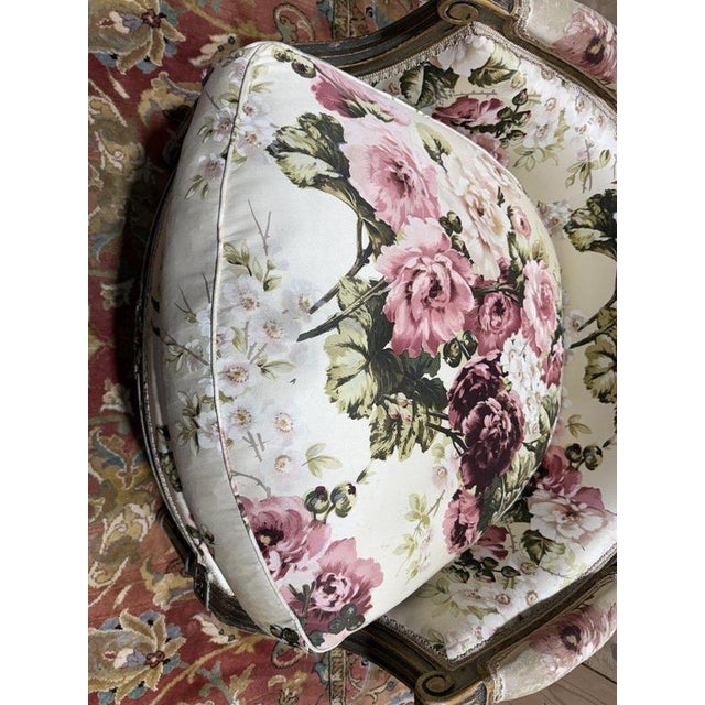 Gold Bergère Chair with Louis Xvi Style Floral Fabric For Sale - Image 8 of 9