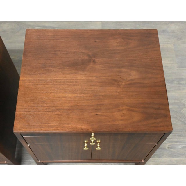 Wood 1960s Refinished Paul McCobb Style Walnut Nightstands - A Pair For Sale - Image 7 of 9