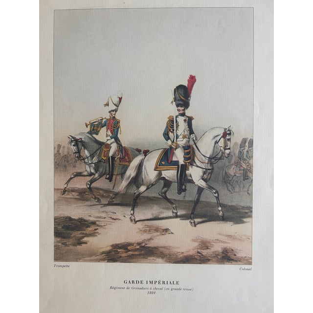 1960s Set of 5 Vintage French Napoleonic Garde Impériale Military Uniform Prints Napoleon 1804-1809 For Sale - Image 5 of 6