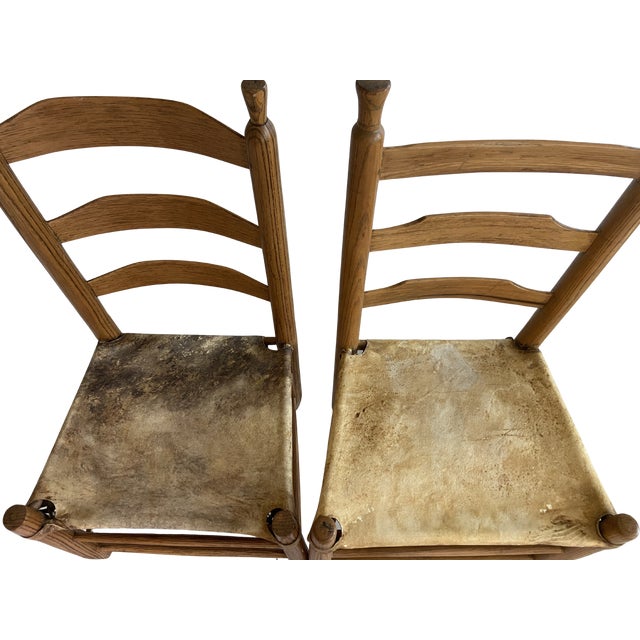 Late 19th Century Primitive American Ladder Back Chairs, Set of 4 For Sale - Image 4 of 12