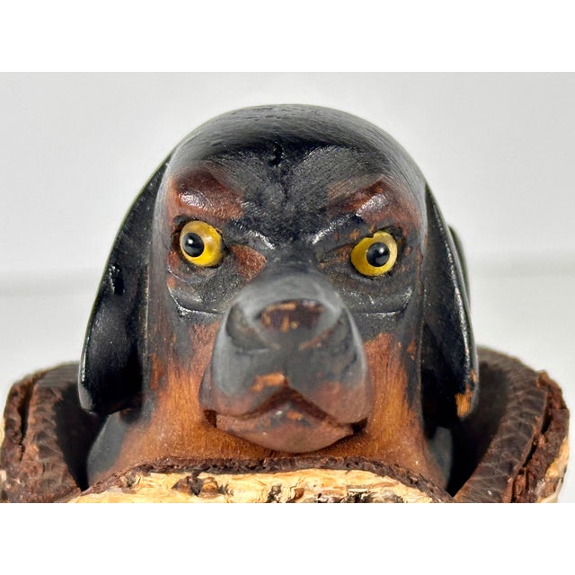 19th Century Black Forest Dachshund Birch Tree Inkwell For Sale - Image 5 of 16