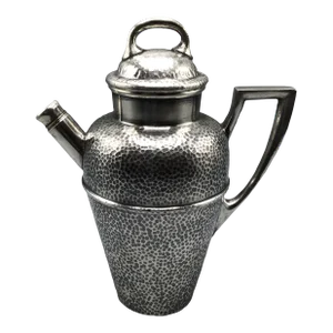 1930’s T and T Nickel Silver Hand Hammered Tea Pot Style Cocktail Shaker