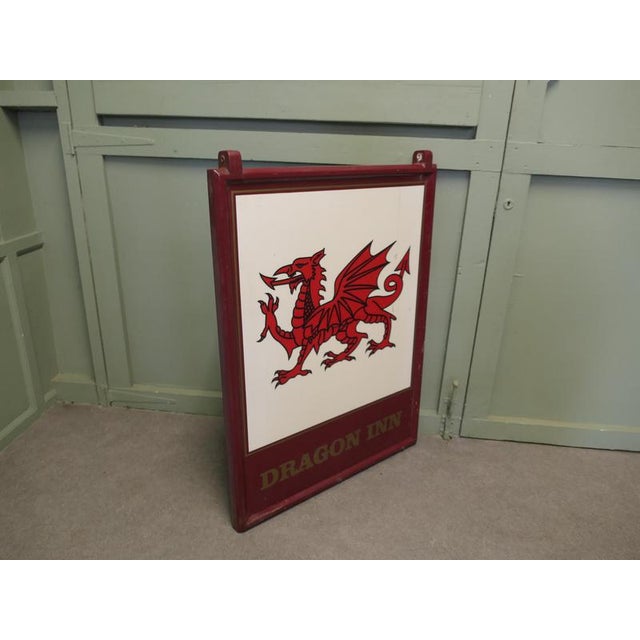 Wooden Framed Hanging Pub Red Dragon Sign For Sale - Image 6 of 7