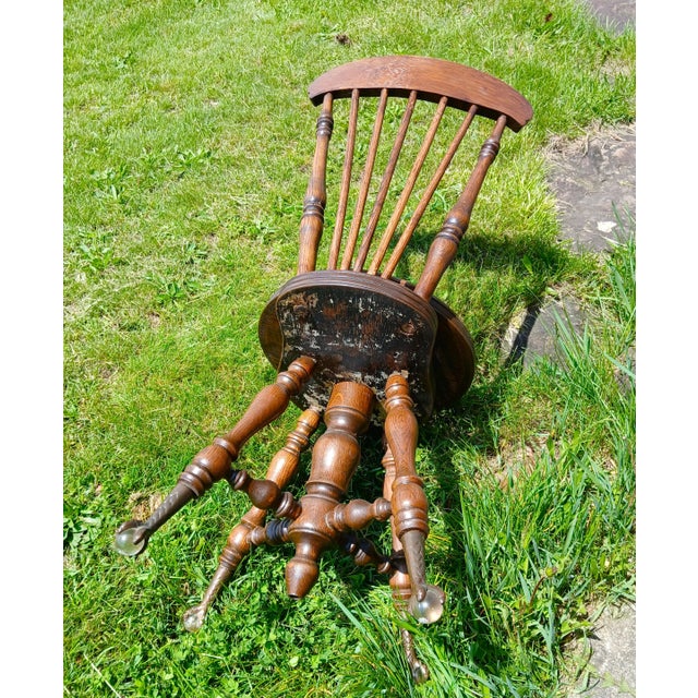 1890s Antique Quarter Sawn Oak High Back Organ Stool With Claw Feet For Sale - Image 14 of 17