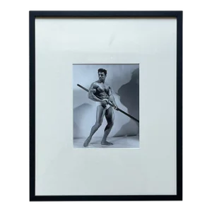 Mid 20th Century Vintage Bruce of La Framed Photograph of Man With Pole Vaulting