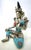 Mid-Century Modern Mid-Century Tibetan-Style Inlaid Brass Green Tara Statue – 11" H For Sale - Image 3 of 18