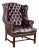 Chesterfield Vintage Wingback Armchair W/Tufted Burgundy Leather For Sale