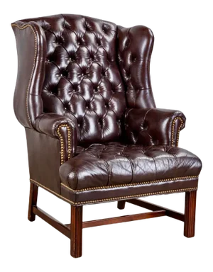 Chesterfield Vintage Wingback Armchair W/Tufted Burgundy Leather