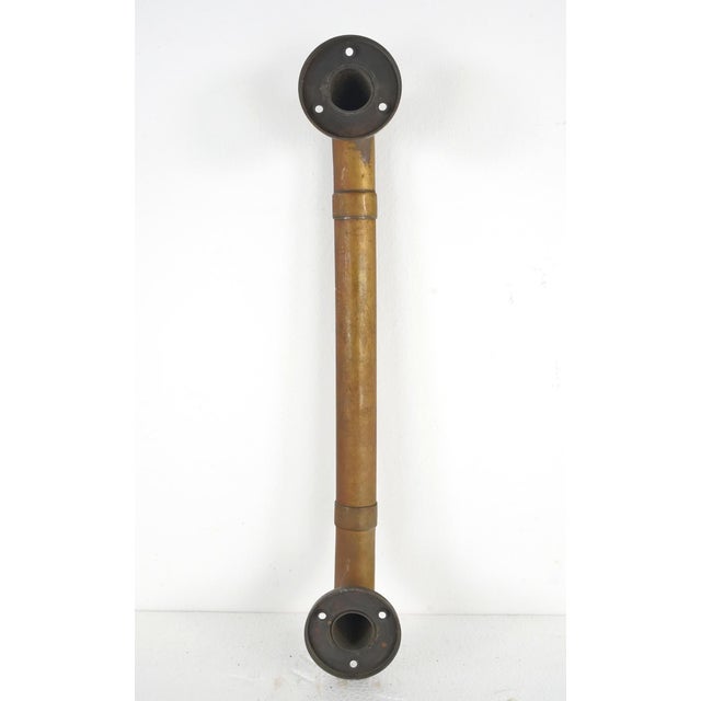 Vintage European 14.25 In. Brass Pipe Door Pull For Sale - Image 10 of 10