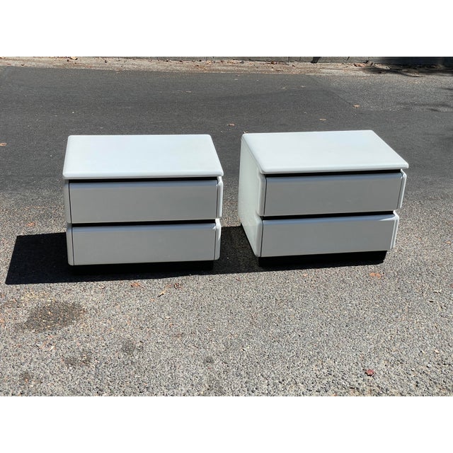 Roger Rougier 1980s Post Modern White Lacquered Rougier Nightstands - a Pair For Sale - Image 4 of 12