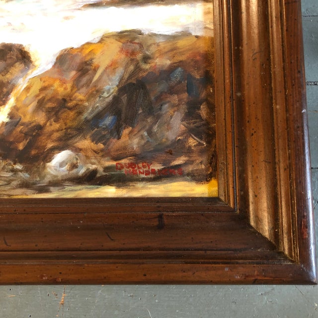 Original 18 x 24 painting on canvas board Signed bottom right Overall size with vintage frame is 24 x 30