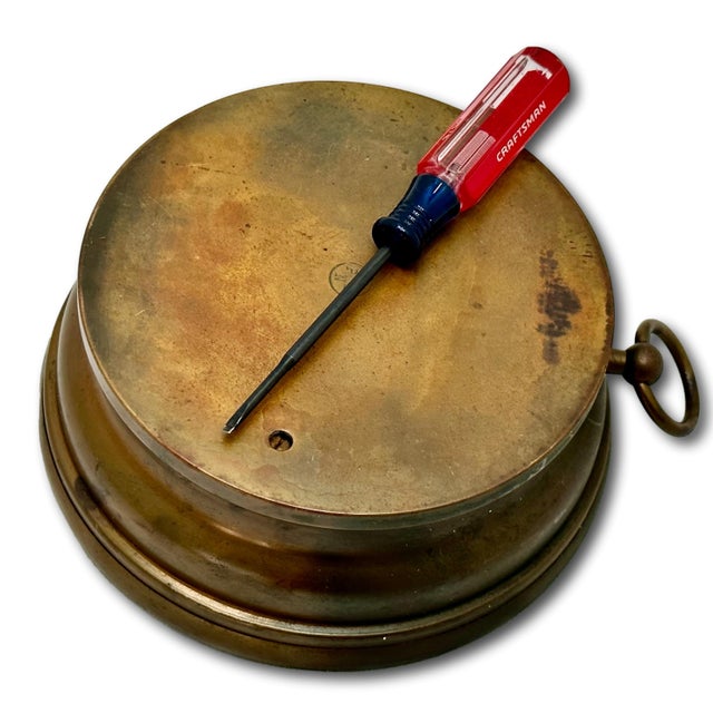 Fine Antique Brass Ships Holosteric Barometer & Thermometer by Pertius,Hulot,Bourgeois & Naudet Paris France For Sale - Image 13 of 18