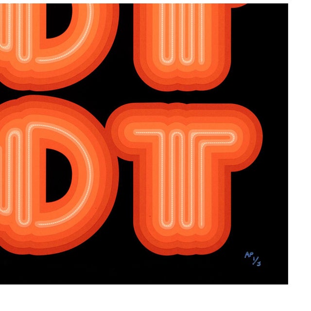 Street Art Ben Eine, Riot (Orange), Rare Large Hand Signed Screen Print, 2015 For Sale - Image 3 of 3