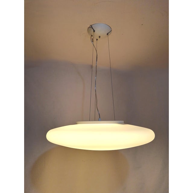 Mid-Century Modern Large Pendant Light in Murano Opaline Glass, 1990s For Sale - Image 3 of 11