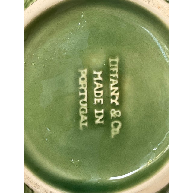 Shabby Chic T1960s iffany & Co Portugal Green Majolica Tea Pot For Sale - Image 3 of 4