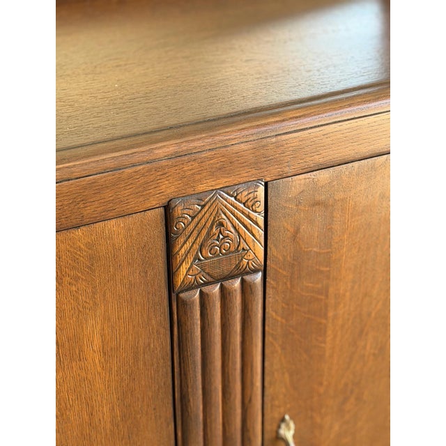 1940s Art Deco Oak Cabinet With Arched Mirror For Sale - Image 11 of 12