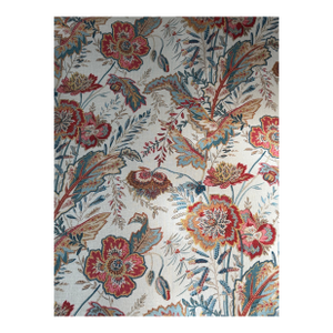 G P & J Baker Indienne Flower Red/Teal Linen Fabric 7 7/8 Yards