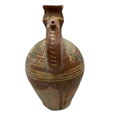This antique one-handle terra cotta vessel from Hungary is a wonderful addition to any Farmhouse decor. The rustic olive...