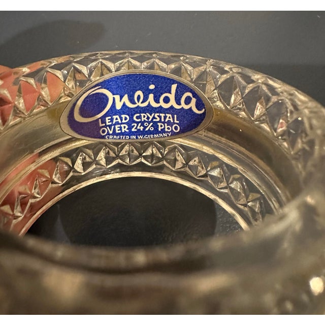 Oneida Mid 20th Century Oneida Lead Crystal Silver Band Napkin Rings- Set of 12 For Sale - Image 4 of 5