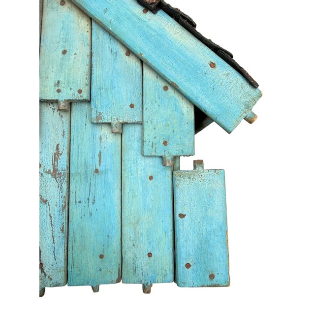 Unique Mid 20th Century Birdhouse in Robin's Egg Blue Shingled Roof For Sale - Image 4 of 12