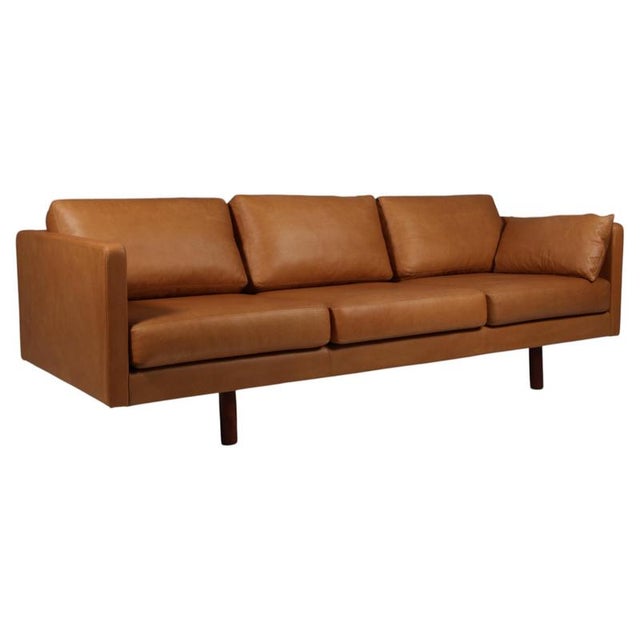 Brown Model 220 Black Leather Three-Seat Sofa by Erik Jørgensen For Sale - Image 8 of 8