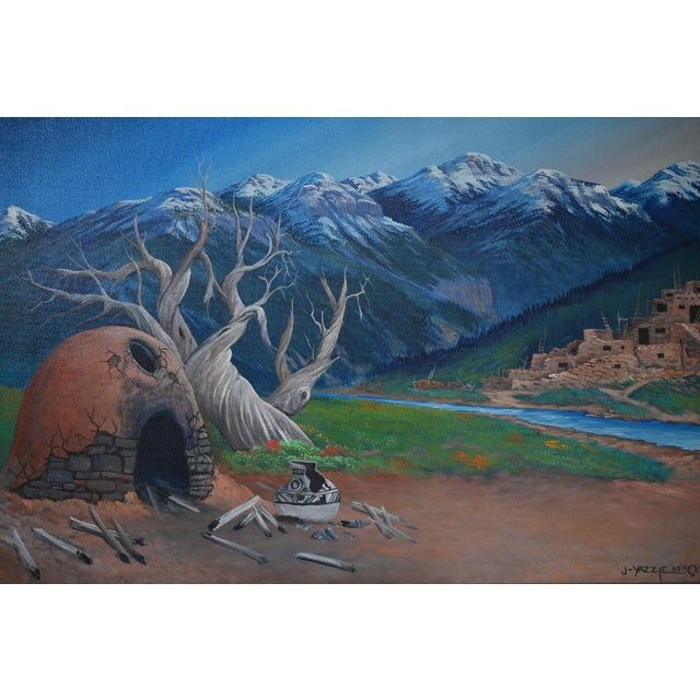 Original oil on canvas by Johnny Tso Yazzie (Diné/Navajo, 1945–2021), signed and dated lower right: J-YAZZIE 85 © followed...