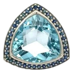 Bohemian Topaz & Sapphire Trillion Cut Cocktail Ring Size 7