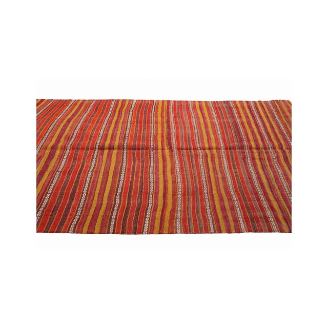 Turkish Vintage Striped Kilim Rug - 4`8" X 7`7" For Sale - Image 4 of 6