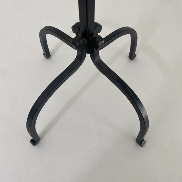 Spanish Revival Vintage Mid 20th Century Black Wrought Iron Floor Candelabra For Sale - Image 3 of 6