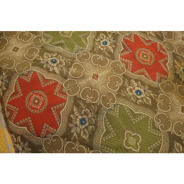 Camel 1850s Olive Red Star Medallion Antique American Ingrain Carpet 8' 2'' X 12' 9'' Wowen Wool Rug For Sale - Image 8 of 12