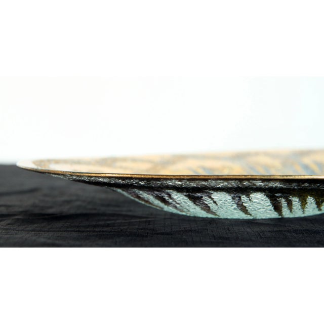Metal Vintage Hollywood Regency Dorothy Thorpe Gold Glass Serving Platter For Sale - Image 7 of 10