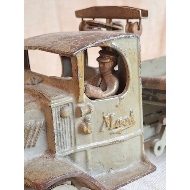 1920s Antique Arcade Cast Iron Mack Ac Dump Truck Large 11.5" Original Paint 1925 For Sale - Image 5 of 18