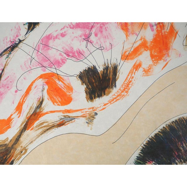 Alain Bonnefoit, Nude with a Wild Background, 1993, Original Lithograph For Sale - Image 5 of 6