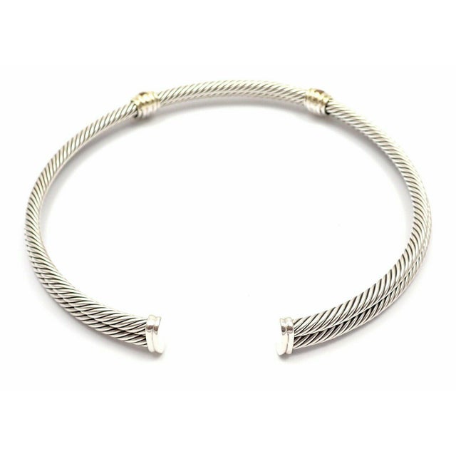 David Yurman 14k Gold Silver Citrine Double Cable Collar Necklace For Sale - Image 4 of 7