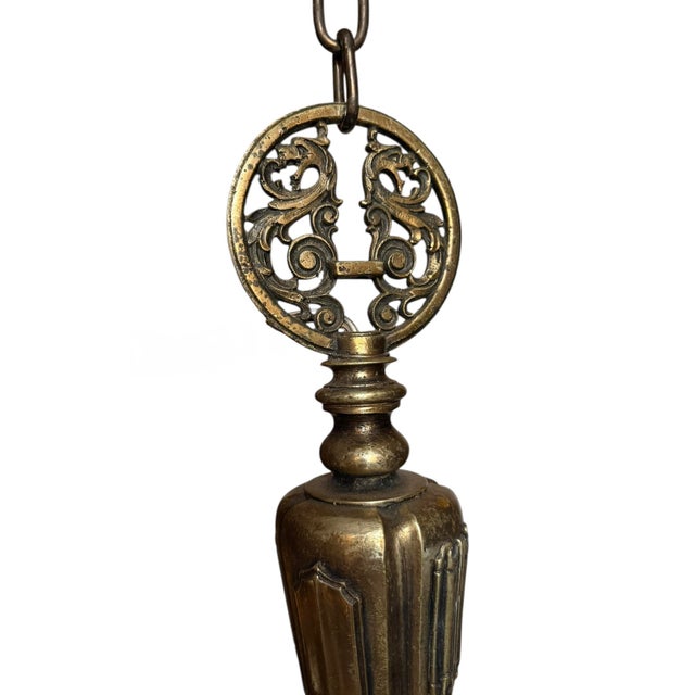 Vintage Five Light Pewter Patina Chandelier With Dragon Scrollwork For Sale In Los Angeles - Image 6 of 9