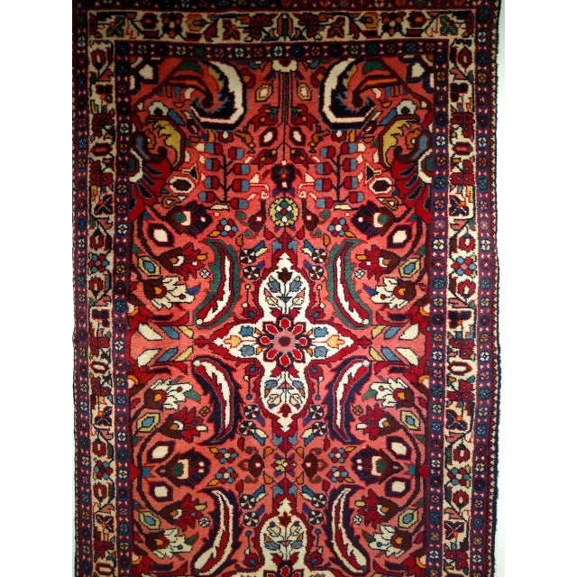 Vintage Persian Lilian Rug, Handknotted Wool, Geometric Pattern, Red & Ivory, 3x7 For Sale - Image 18 of 18