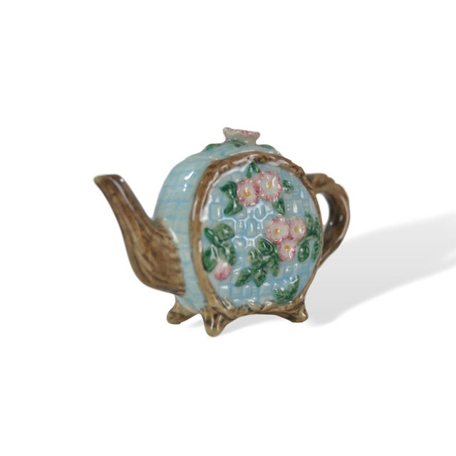 1920s Miniature Majolica Tea Pot, Circa 1920 For Sale - Image 5 of 6