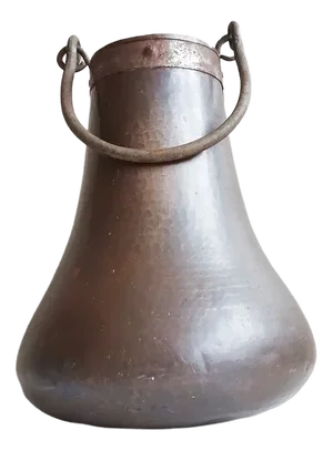 Antique Copper Pot with Forged Iron Handle