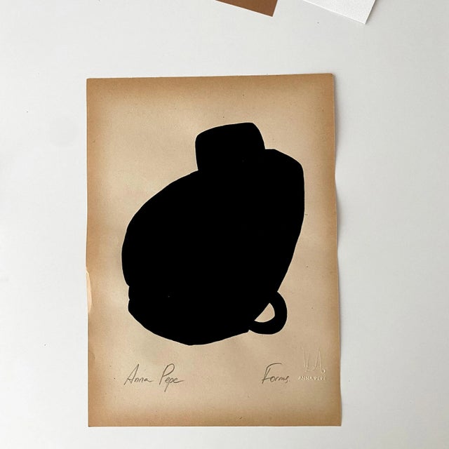 2020s "Forms" Contemporary Minimalist Gouache Drawing on Vintage Paper For Sale - Image 5 of 5