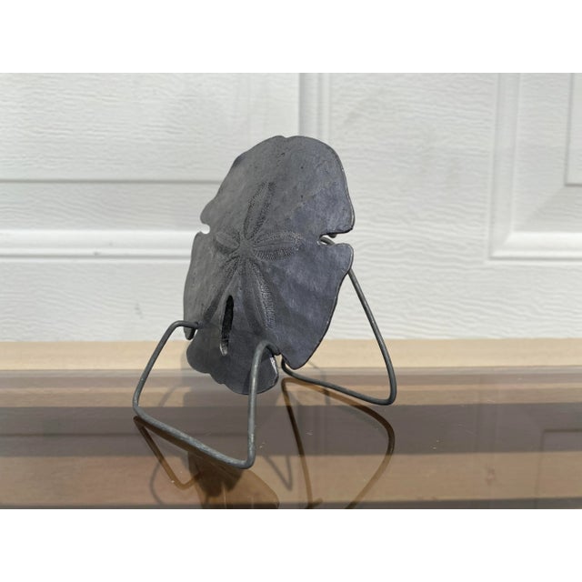 Coastal Late 20th Century Pewter Sand Dollar on Stand For Sale - Image 3 of 7