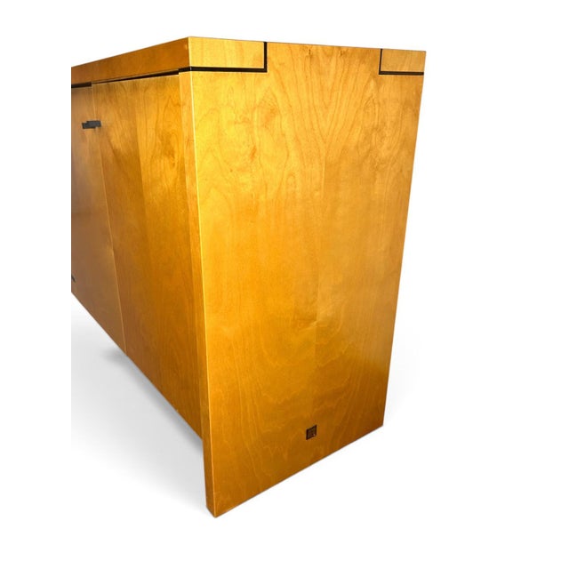 Modern Birch Wood and Brass Sideboard by Pierre Balmain, 1980 For Sale - Image 3 of 18
