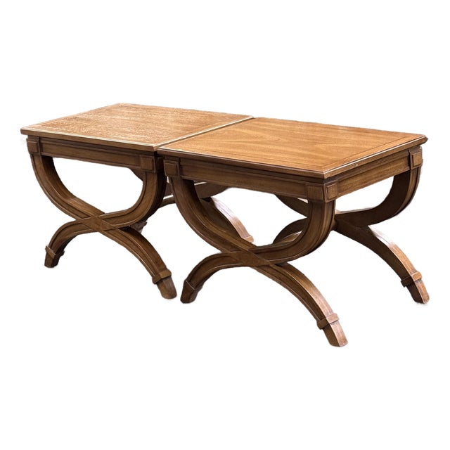 Vintage Drexel Heritage Triune Collection End Tables / Benches - A Pair For Sale