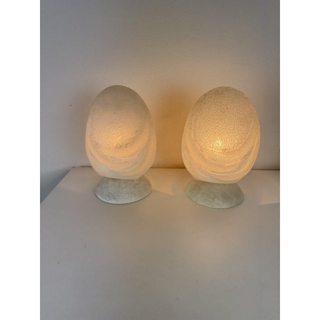 1980s Vintage Murano Glass Bedside Lamps, 1980s, Set of 2 For Sale - Image 5 of 11